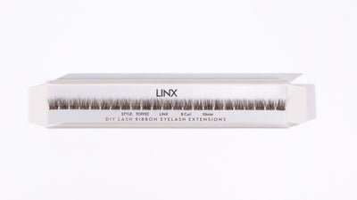 LINX DIY Lash Ribbon lash Extensions on a white background. 10mm black and brown lashes