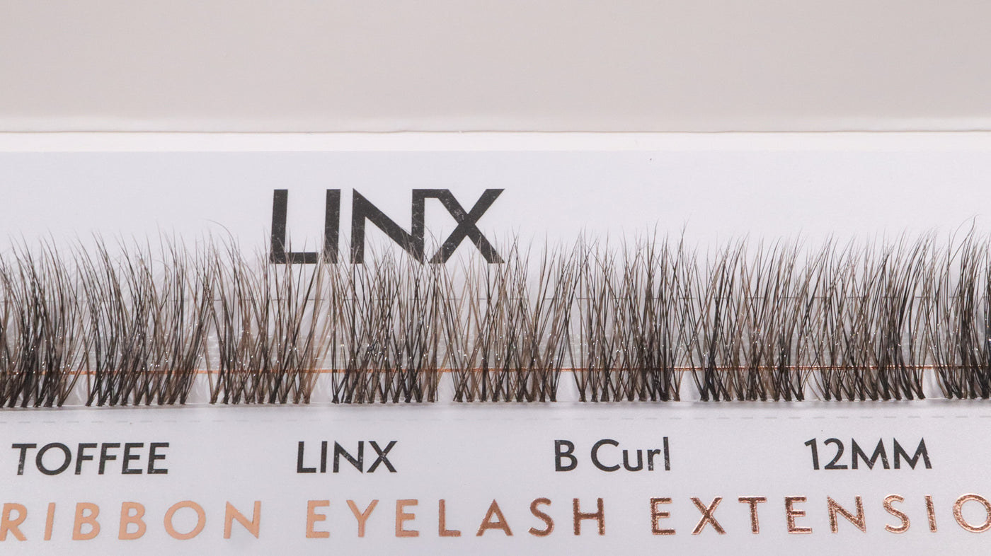 LINX DIY ribbon eyelash extensions with visible brand name on a white background
