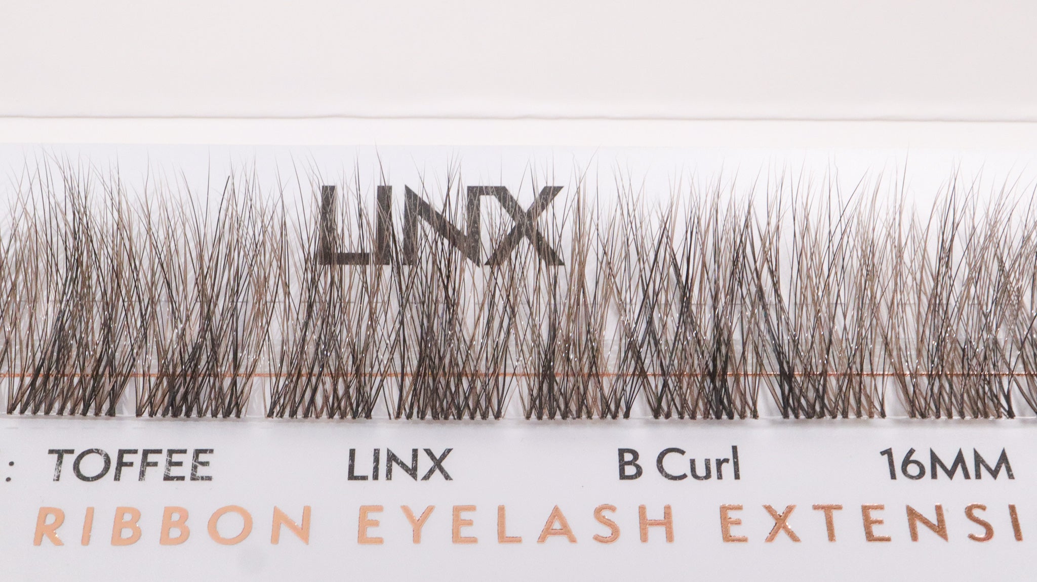 LINX lash ribbon eyelash extensions with product details on a white background